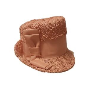 Vintage 1950s Cloche Hat Union Made Womens Small Pink Edwardian